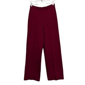 Vintage St John Santana Knit Pants Womens Size 6 Red Wide Leg Pull On USA Made
